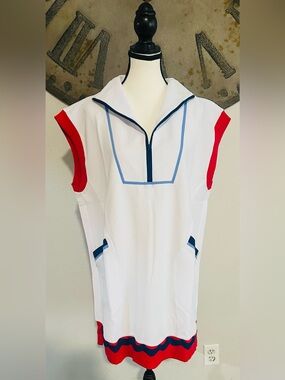 Simply Southern White Dress with Red and Navy Trim